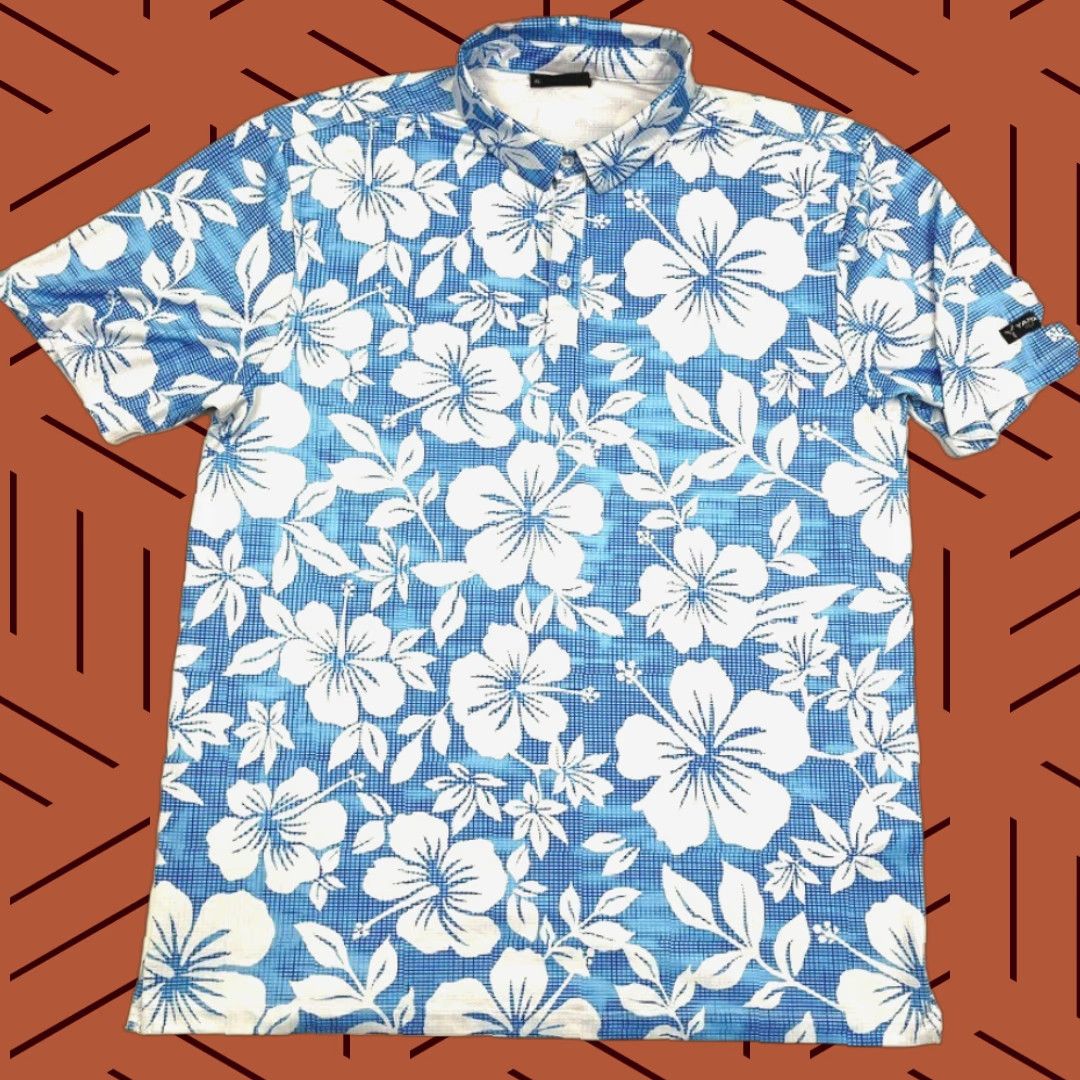 Vintage Yatta Polo Shirt Mens XL Blue Floral Hawaiian Golf Performance Stretch Polo Shirt XL Men Blue Floral Hawaiian Golf Performance Stretch Size US XL / EU 56 / 4 - 1 Thumbnail