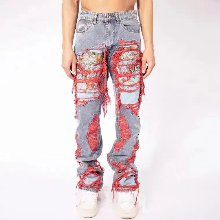 Japanese Brand × Vintage Vintage Distressed Punk Harajuku-Style Straight Leg Denim Size US 32 / EU 48 - 8 Thumbnail