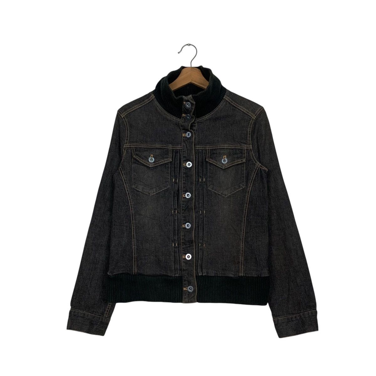 Japanese Brand A/T Atsuro Tayama Trucker Hybrid Denim Jacket #2699-C121 Size S / US 4 / IT 40 - 1 Thumbnail