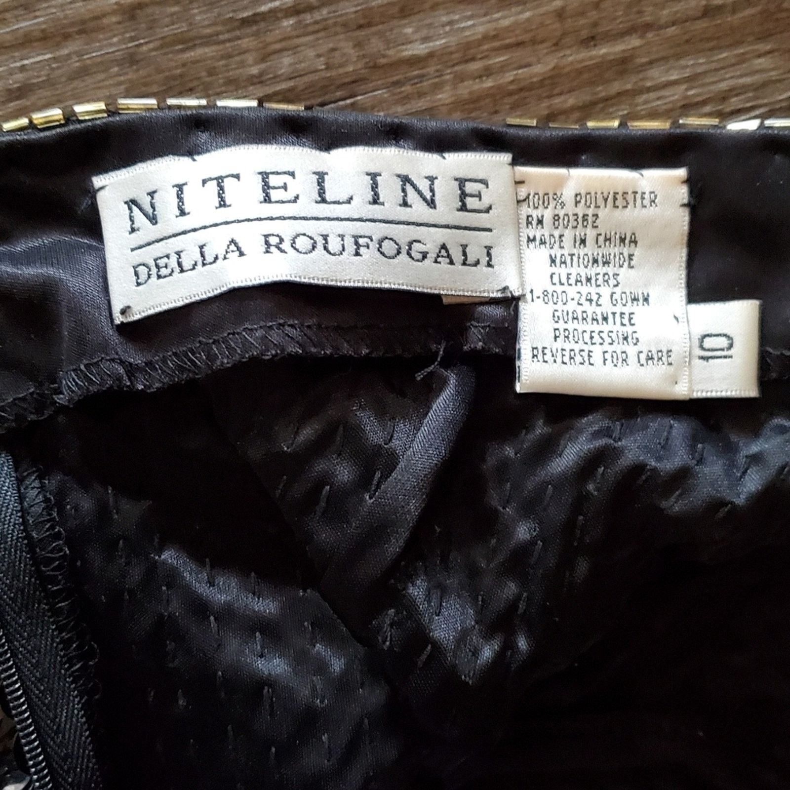 Vintage Niteline Black Gold halter silk sequin sparkle mini Dress Size L / US 10 / IT 46 - 4 Thumbnail