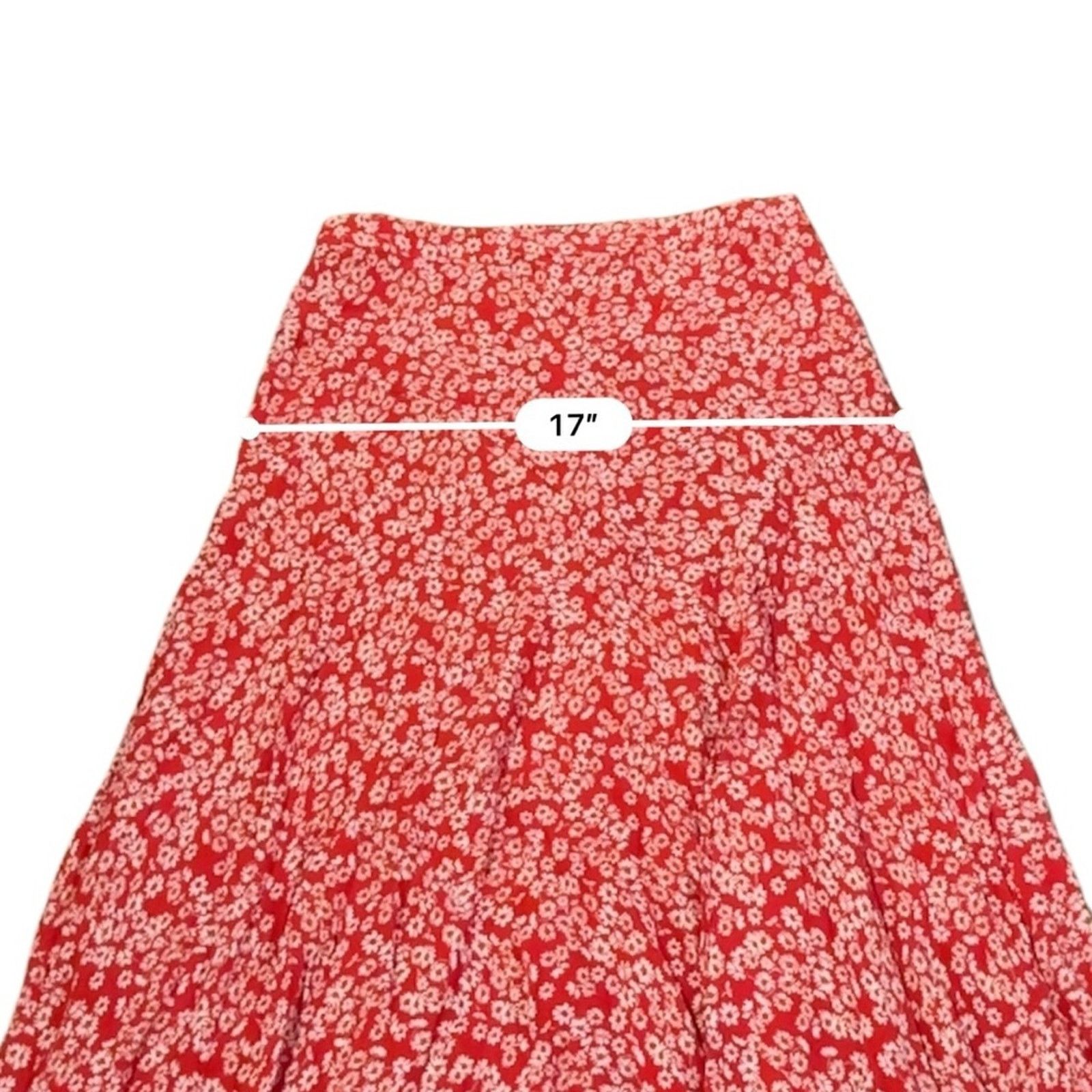 Madewell Madewell Midi Slip Side Slit Skirt in Red & White Floral XS Size 24" / US 00 / IT 34 - 10 Thumbnail