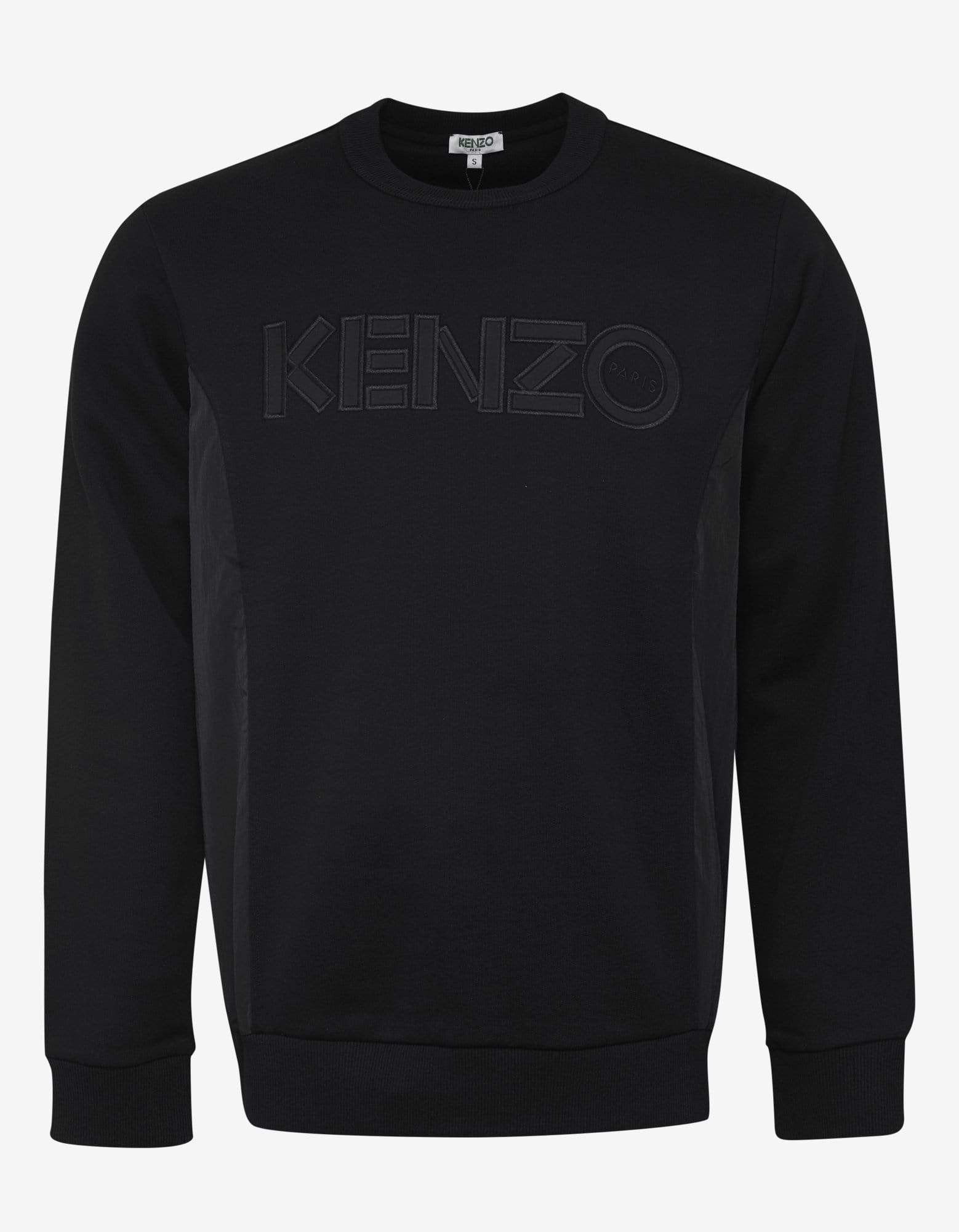 image of Kenzo Black Nylon Panel Logo Sweatshirt, Men's (Size XL)