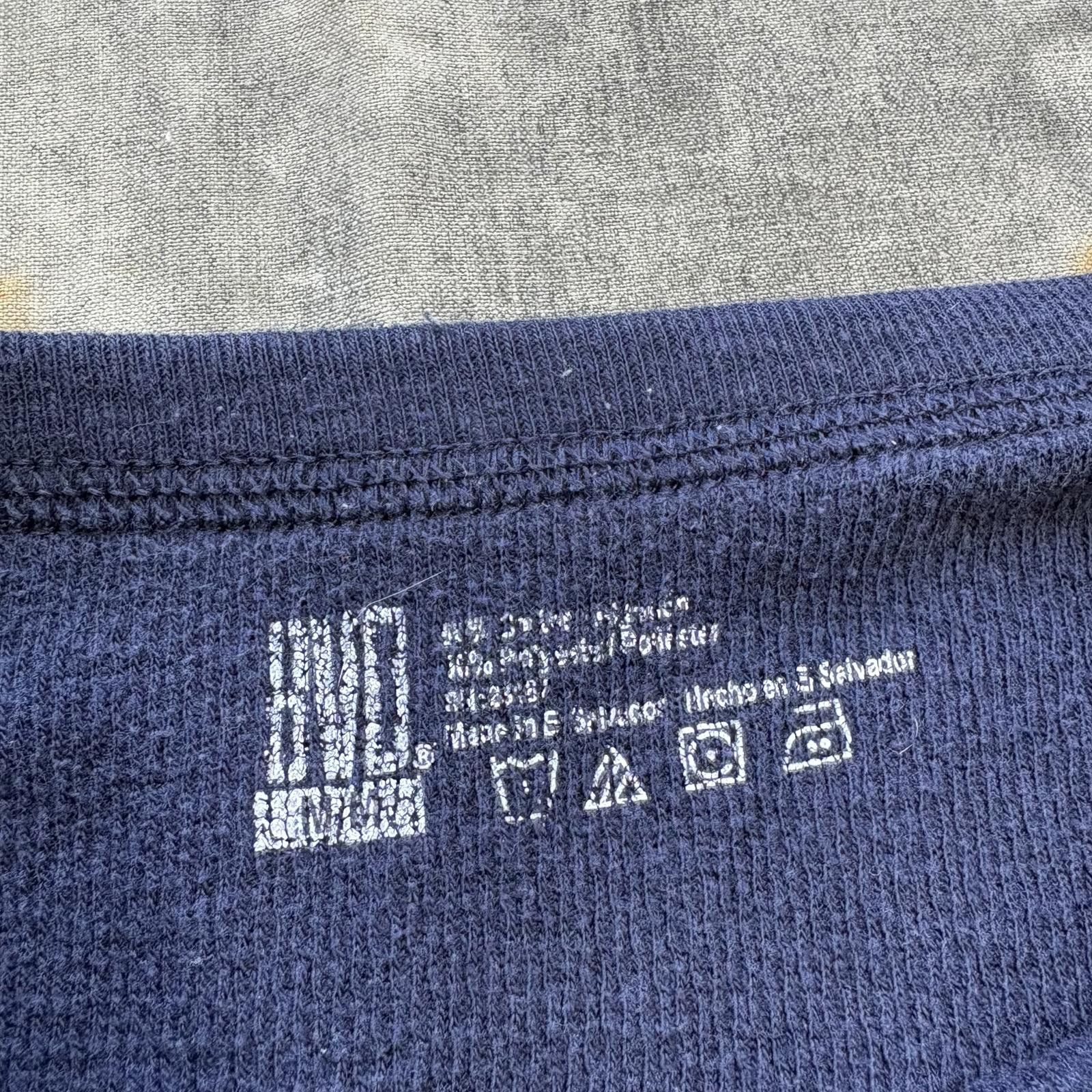 Vintage Vintage Y2K Navy Grunge Skater Thermal Waffle Knit Shirt Size US M / EU 48-50 / 2 - 2 Thumbnail