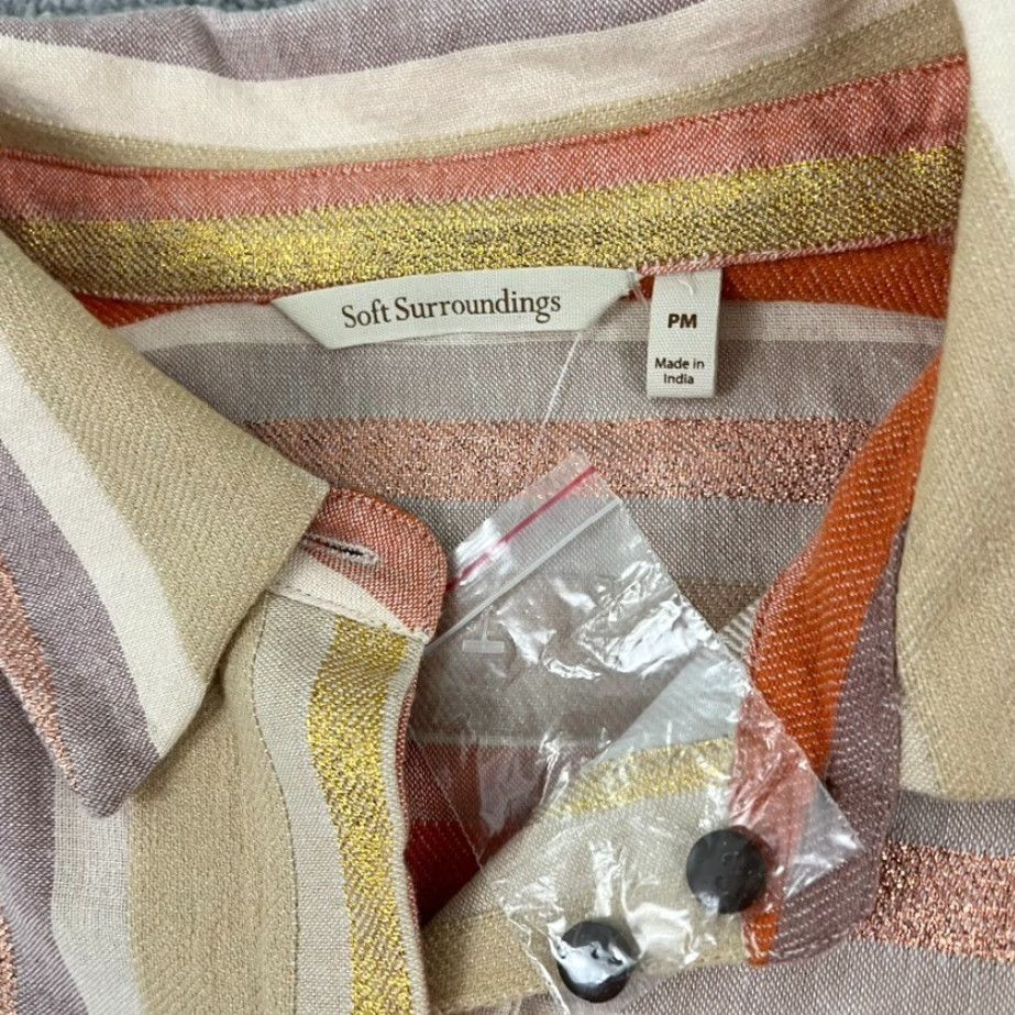 Soft Surroundings Soft Surroundings Shirt Womens PM Petite Medium Maddalena Metallic Button Down Size M / US 6-8 / IT 42-44 - 2 Thumbnail