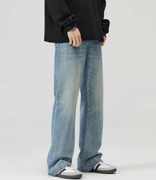 Japanese Brand Light blue washed retro straight flared baggy jeans Size US 32 / EU 48 - 6 Thumbnail