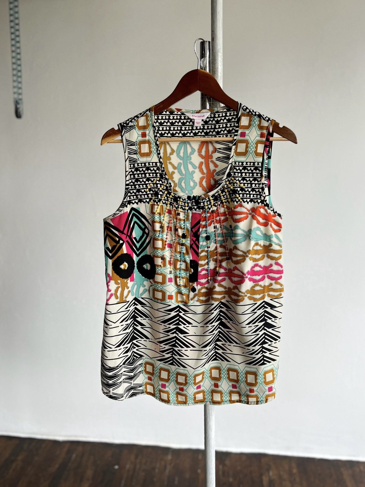 Designer Marisota Women’s Made in India Geometric Tank Top Blouse Size M / US 6-8 / IT 42-44 - 4 Thumbnail