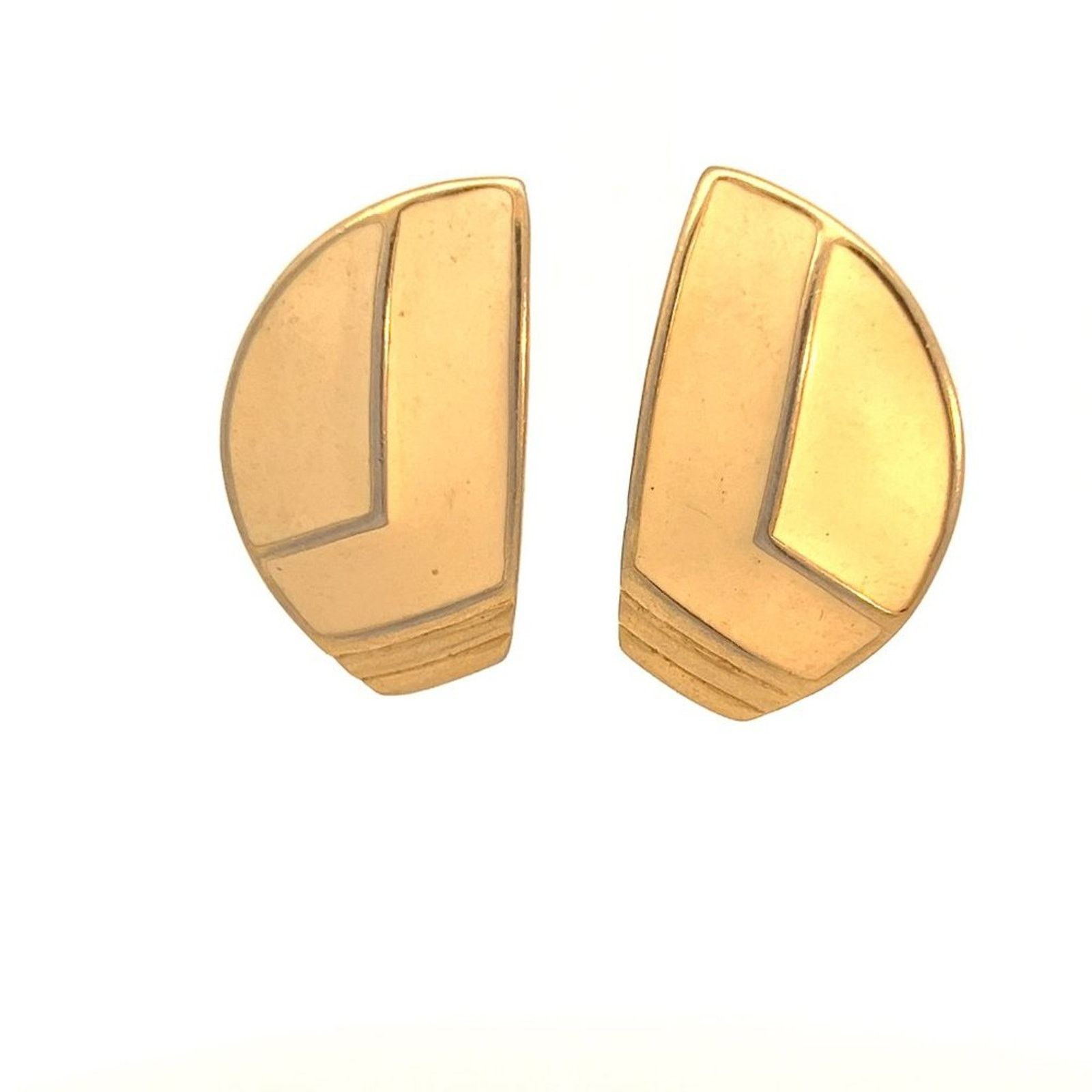 & Other Stories Vintage Trifari - Cream Half Shield Gold tone Clip Earrings Size ONE SIZE - 7 Thumbnail