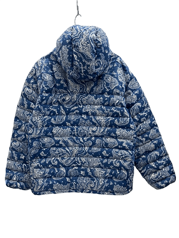 Supreme FW22 Blue Paisley Micro Down Half Zip Hooded Pullover 