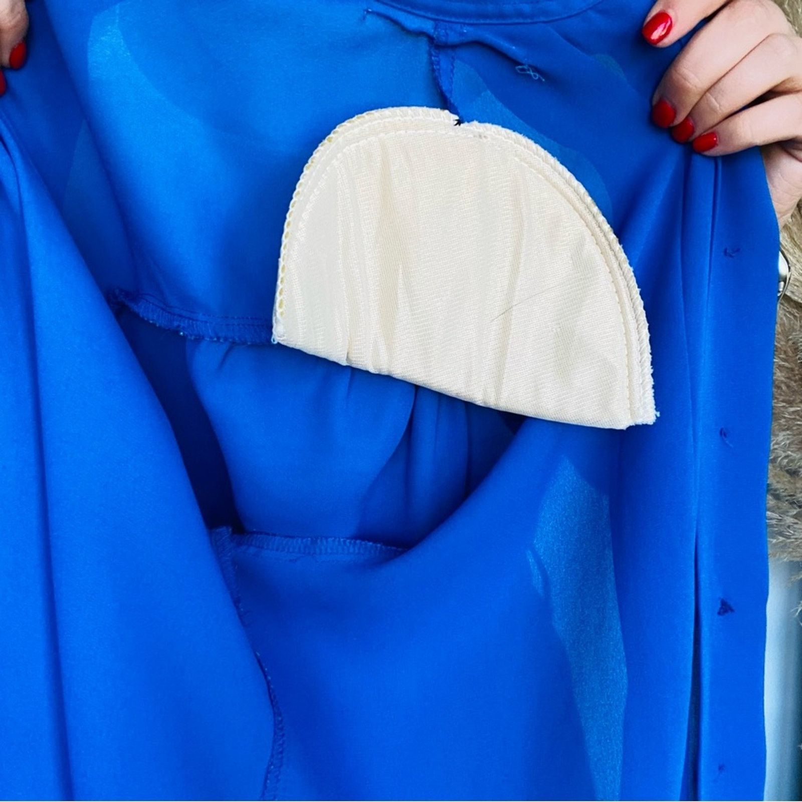 Vintage VINTAGE Royal Blue Long Sleeve Sheer Button Blouse Shirt Top Size S / US 4 / IT 40 - 6 Thumbnail