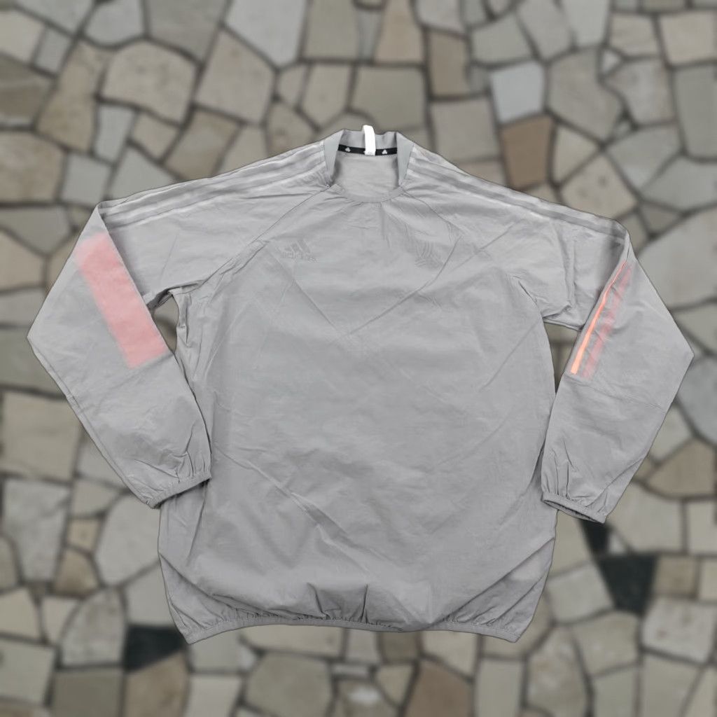 Adidas Jacket Medium Gray Tan Tech Advanced Soccer Pullover Windbreaker Lightweight Mens M Gray Windproof 1/4 Zip