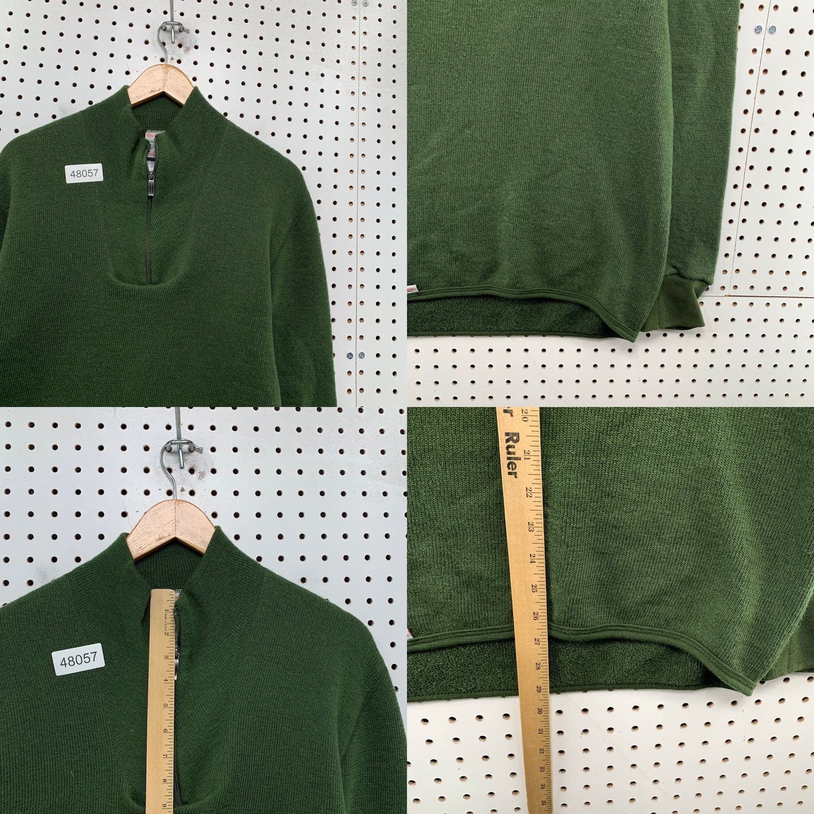 Layer 8 Woolpower Ullfrotte Sweater Mens M Green 1/4 Zip 400 Wool Mid Layer Sweden Size US M / EU 48-50 / 2 - 8 Thumbnail