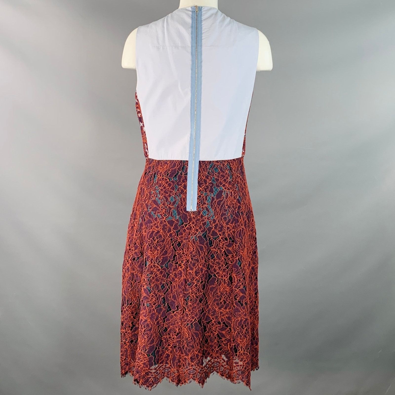 Carven Orange Purple Guipure Lace Sleeveless Knee Length Cocktail Size M / US 6-8 / IT 42-44 - 4 Thumbnail