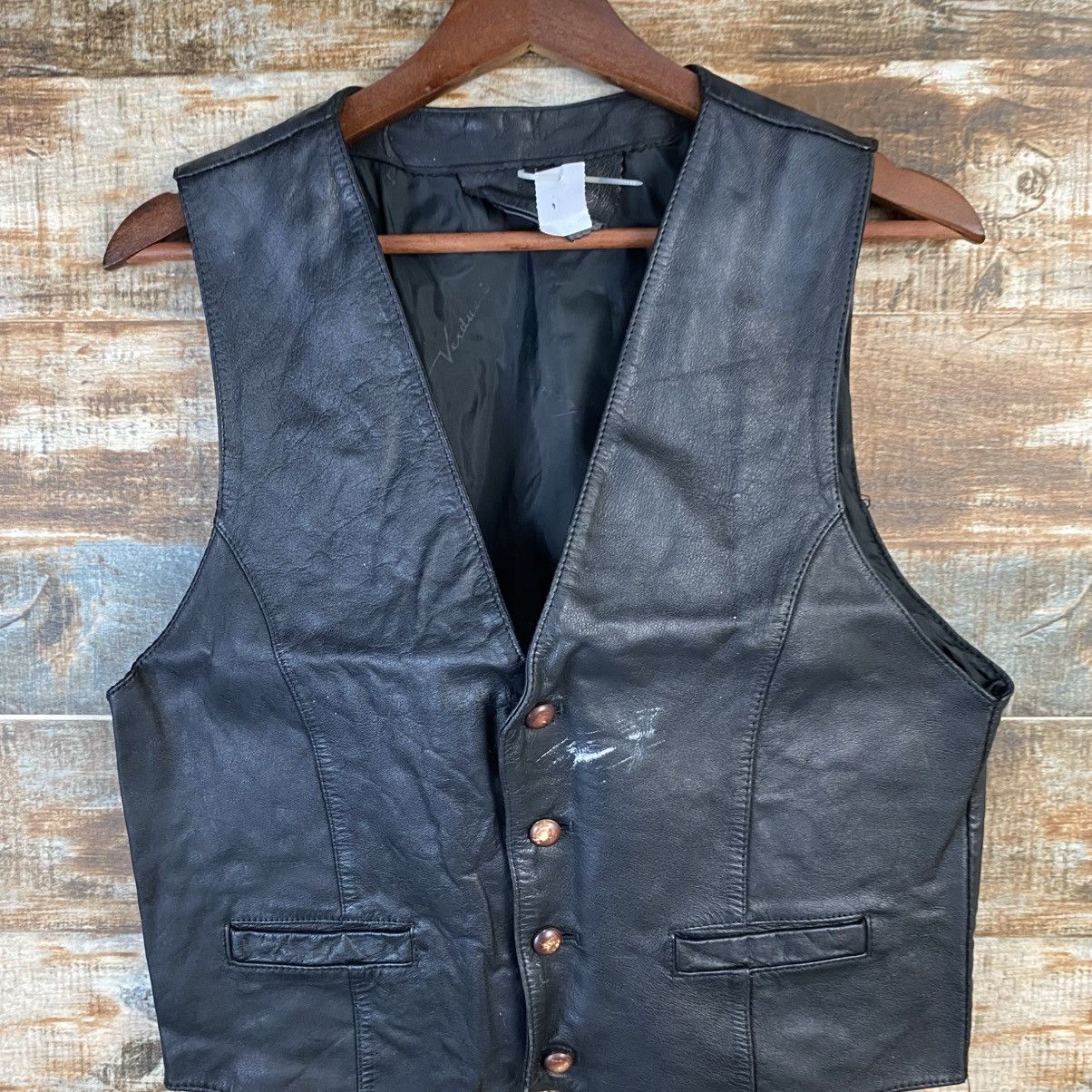 Genuine Leather DL Vedunci Black Leather vintage Vest #C1137 Size M / US 6-8 / IT 42-44 - 5 Thumbnail