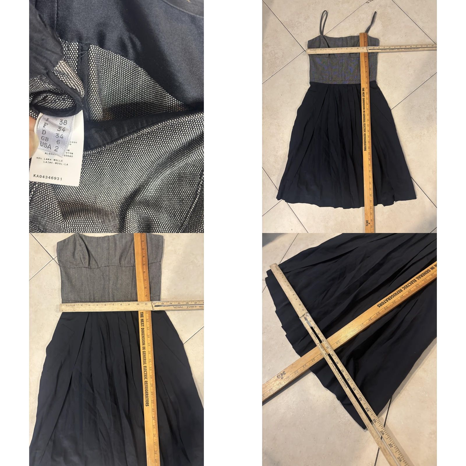 Narciso Rodriguez Narciso Rodriguez Dress Womens 2 Black Gray Strappy Pleated Midi Made In Italy Dress Size XS / US 0-2 / IT 36-38 - 8 Thumbnail