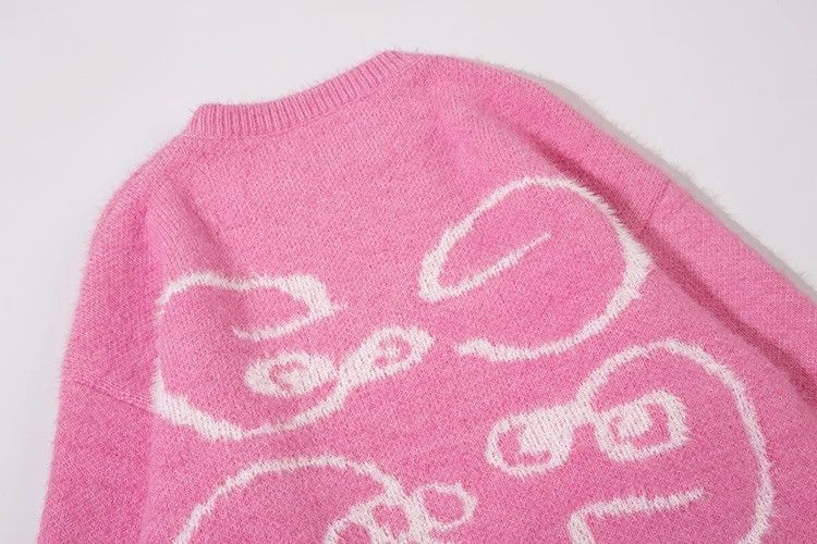 Japanese Brand × Vintage Knitted fluffy sweater skull print pullover patchwork style Size US L / EU 52-54 / 3 - 8 Thumbnail
