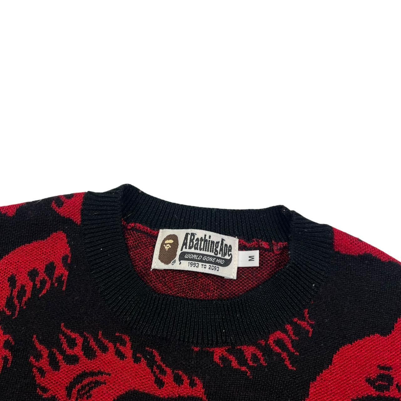Bape Bape Fire Pattern Flaming Ape Head Knit Black & Red - Medium Size US M / EU 48-50 / 2 - 4 Thumbnail