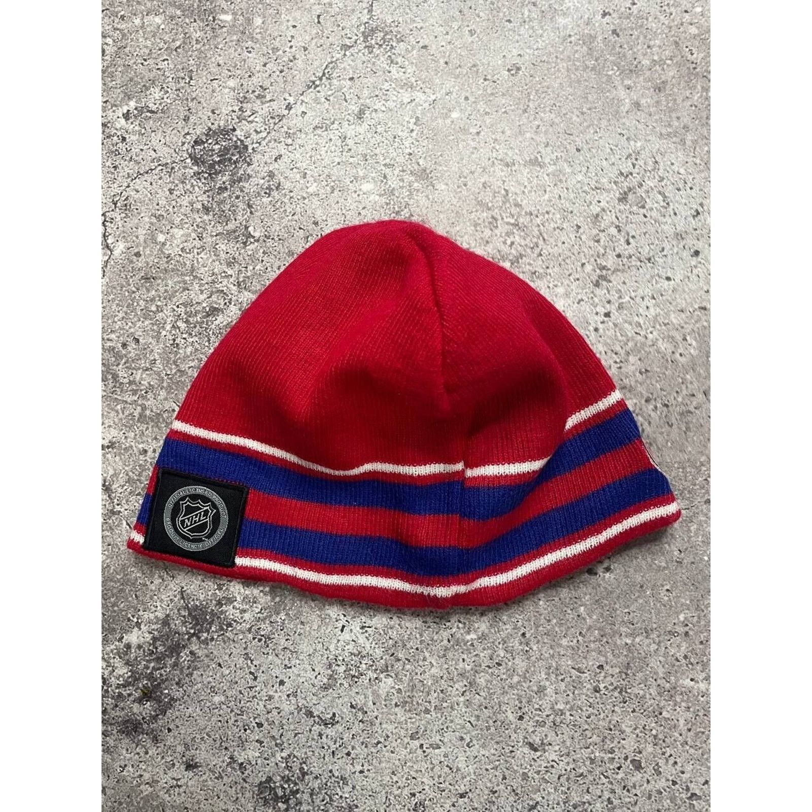 NHL × Vintage Vintage Montreal Canadiens Red Blue Knit Beanie NHL Winter Size ONE SIZE - 4 Thumbnail