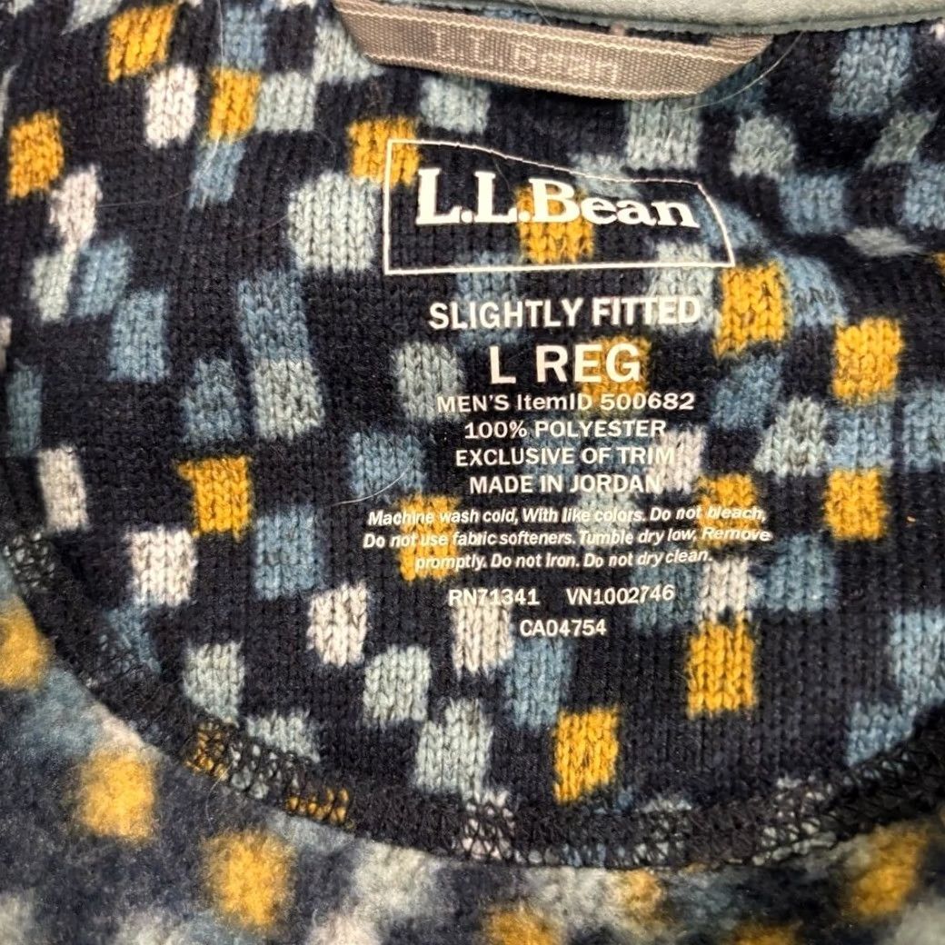 Vintage LL Bean Mens L Slightly Fitted Fleece Pullover Jacket - Blue - Geometric Size US L / EU 52-54 / 3 - 3 Thumbnail