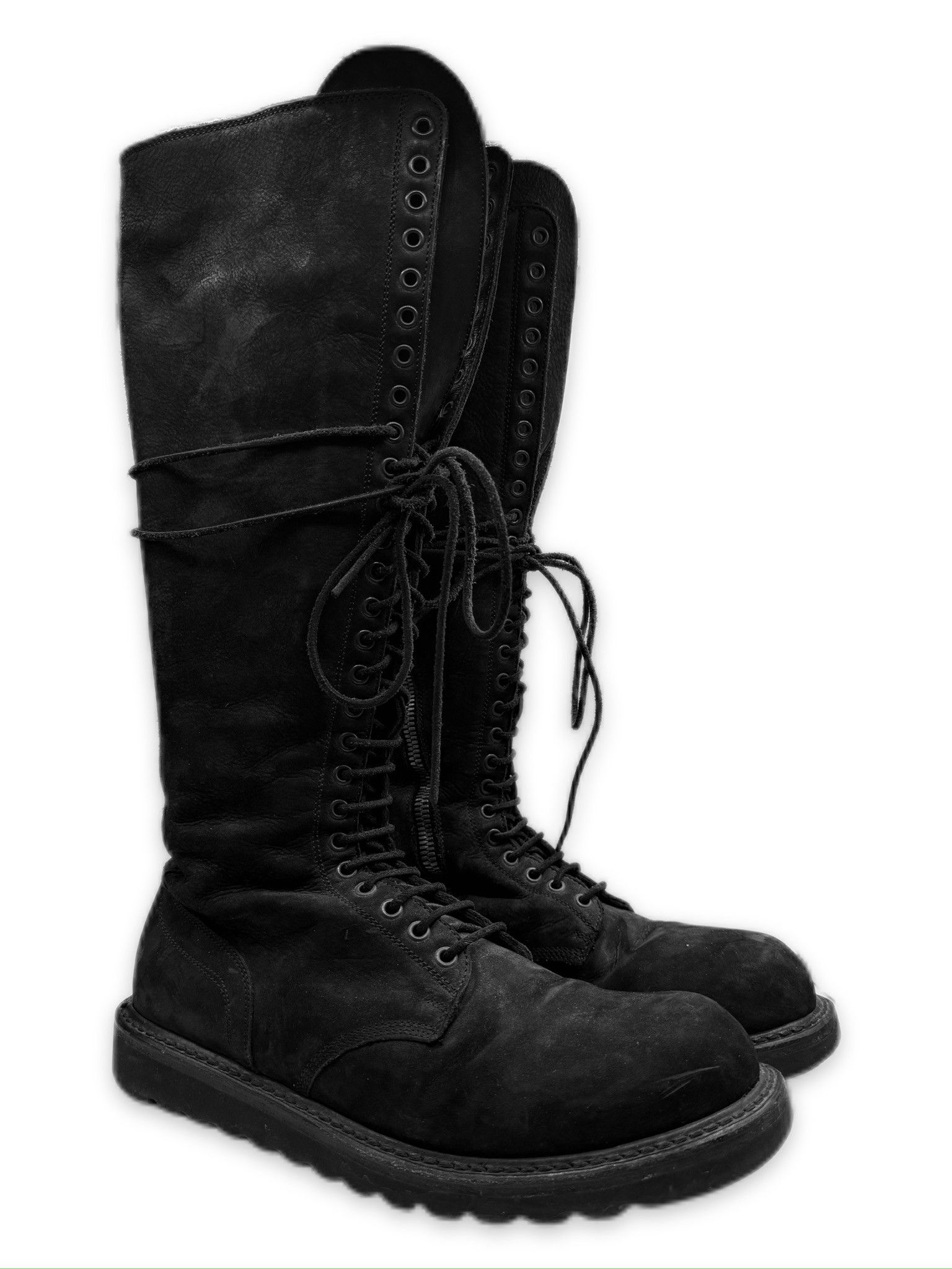 Rick Owens Rick Owens Side Zip Combat High Top Black Leather Boots Size US 10 / EU 43 - 1 Thumbnail
