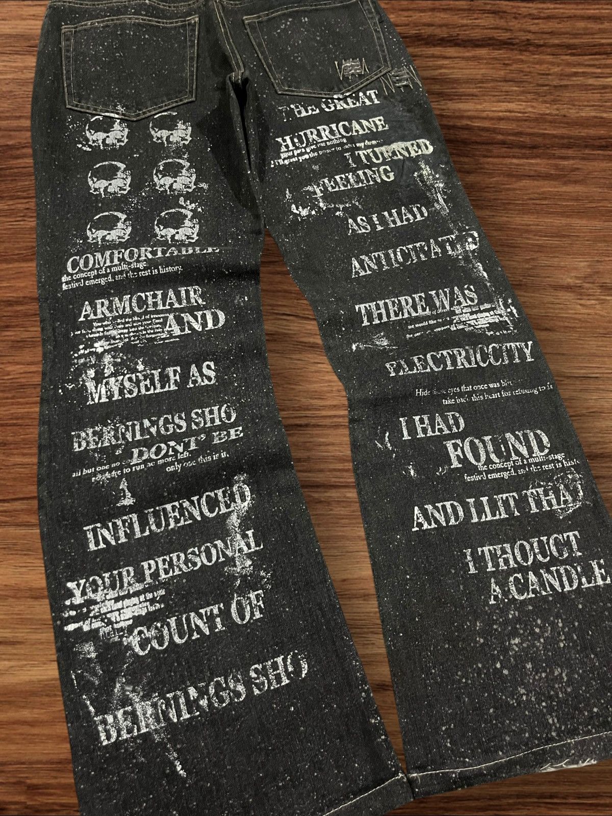 If Six Was Nine Vintage Japan Bernings Sho Skeleton Astronomical Flare Jeans Size US 28 / EU 44 - 12 Thumbnail