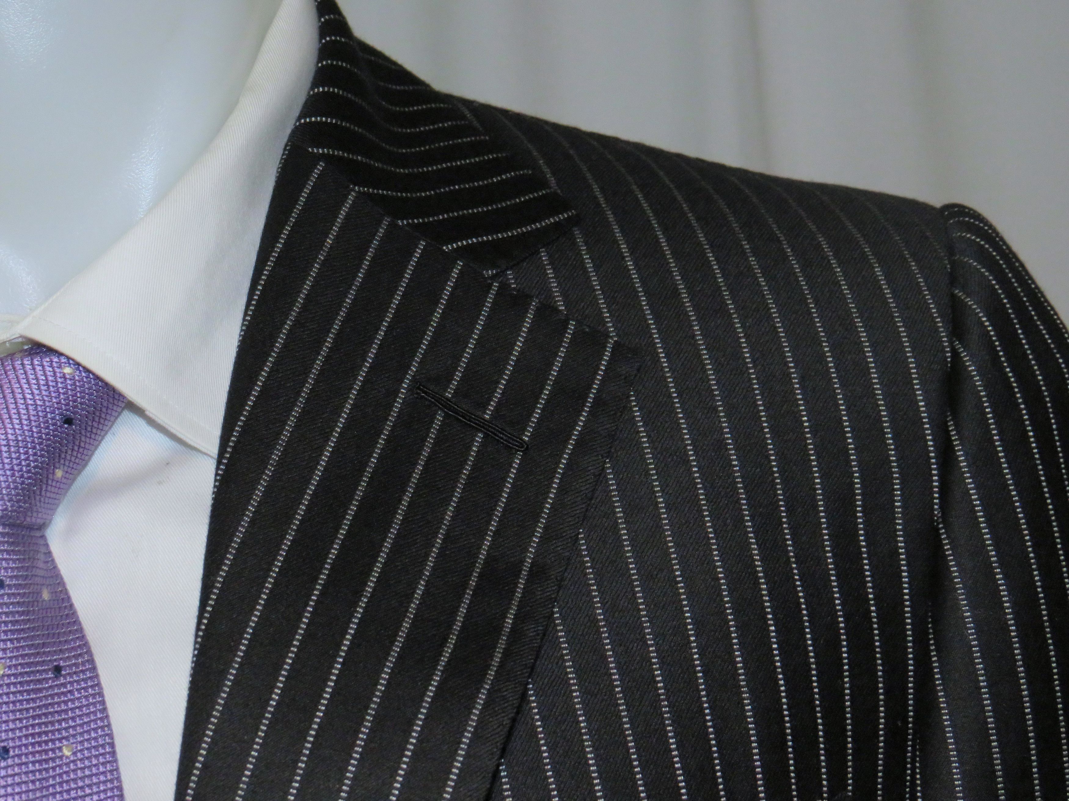 Tom Ford Base B Cashmere Blend Black Striped Three Roll Two Suit 42R Size 42R - 6 Thumbnail