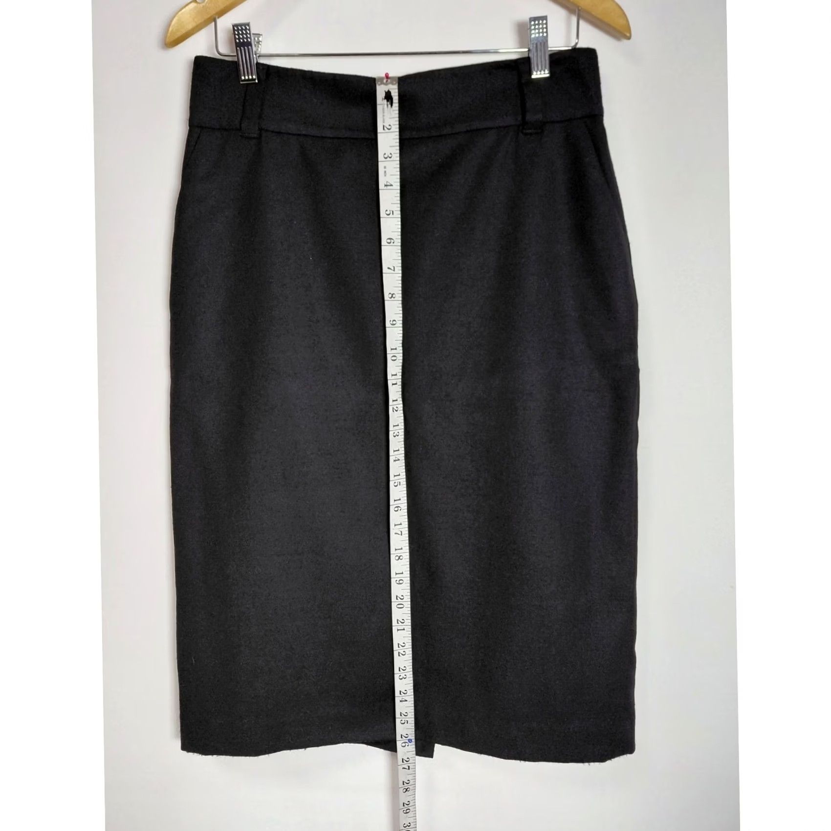 Banana Republic BANANA REPUBLIC Wool Blend Pencil Skirt Black Solid Lined Women Size 8 Size 30" / US 8 / IT 44 - 6 Thumbnail