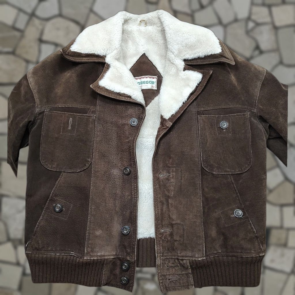 McGregor VINTAGE Vtg 70s 60s McGregor Suede Jacket Sherpa Lining Brown Mens 42 Western USA Size US XS / EU 42 / 0 - 1 Thumbnail