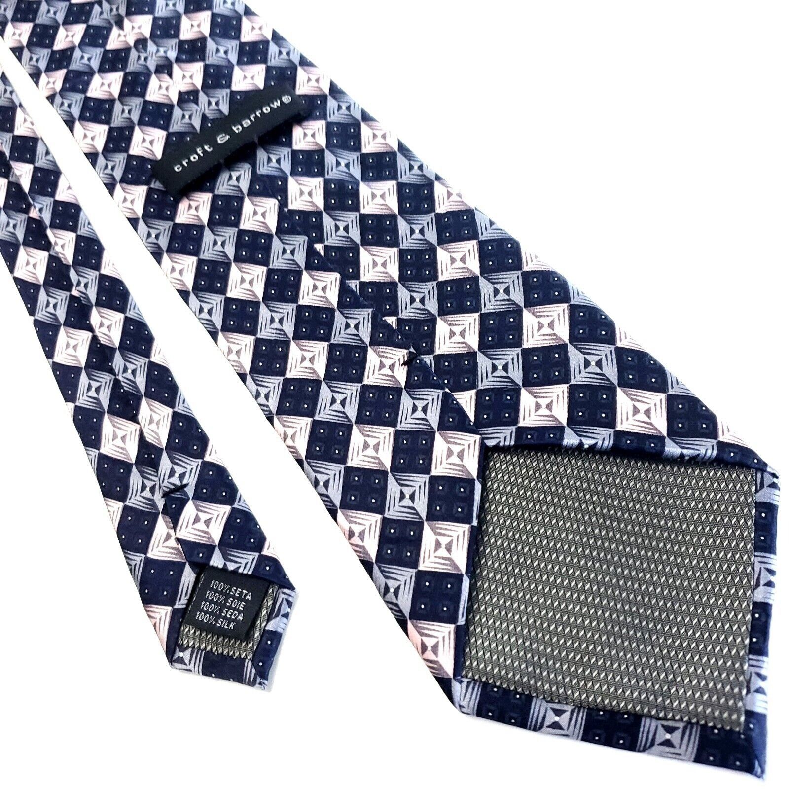 Croft & Barrow Croft & Barrow Blue Pink Silk Tie Woven Check Size ONE SIZE - 3 Thumbnail