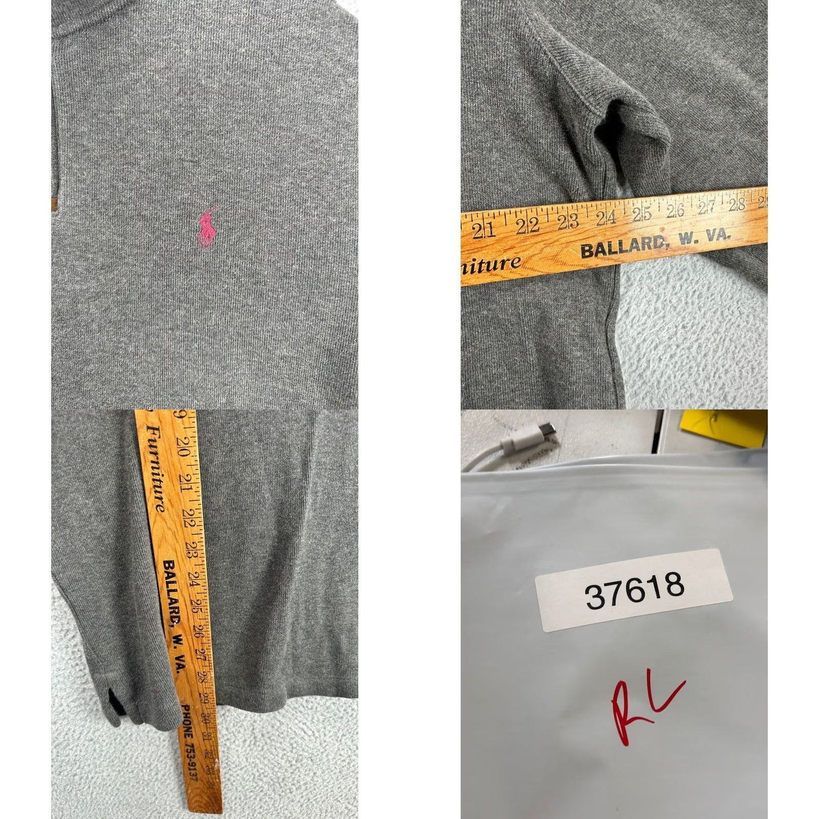 Polo Ralph Lauren Polo Ralph Lauren Pullover Sweater Adult XL Dark Grey Pony Thick Quarter Zip Men Size US XL / EU 56 / 4 - 8 Thumbnail