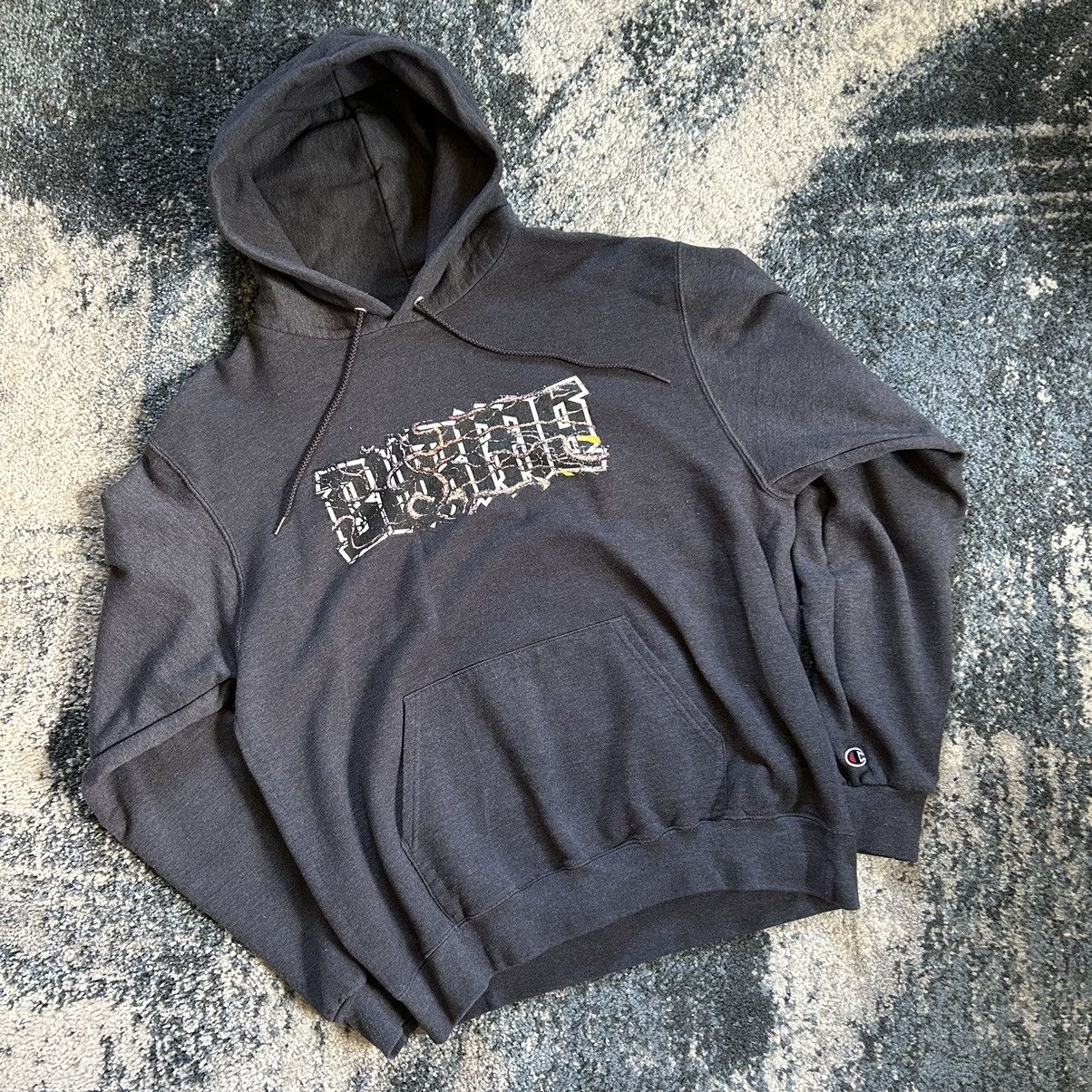 image of Burma x Champion 2019 Overgrown Thorn Logo Hoodie Sweatshirt in Charcoal Grey, Men's (Size Large)