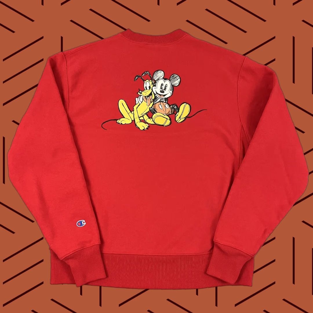 Champion VINTAGE Disney x Champion Reverse Weave Sweatshirt Mens Medium Red Mickey Pluto Graphic Size US M / EU 48-50 / 2 - 1 Thumbnail