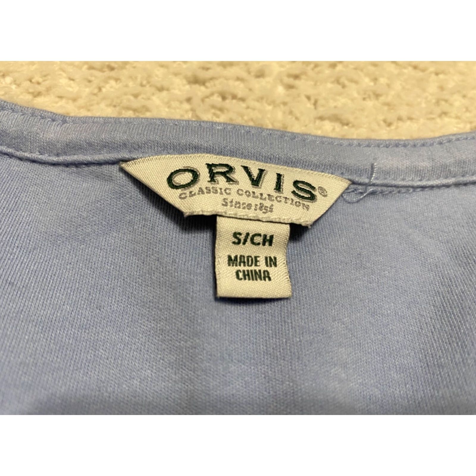 Orvis Orvis Womens Shirt Small V-Neck 3/4 Sleeve Pullover Solid Blue Cotton Blouse Womens Size S / US 4 / IT 40 - 5 Thumbnail