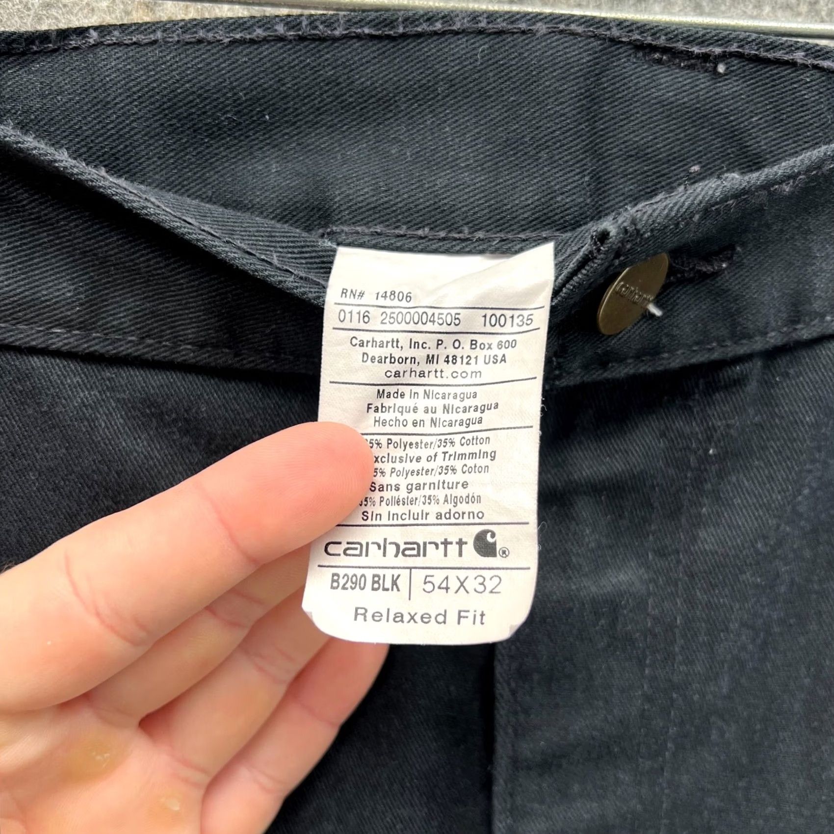 Carhartt Carhartt Pants Mens 54x32 Black Twill Relaxed Straight Chino Workwear Baggy USA Black 54x32 Mens Size US 38 / EU 54 - 3 Thumbnail