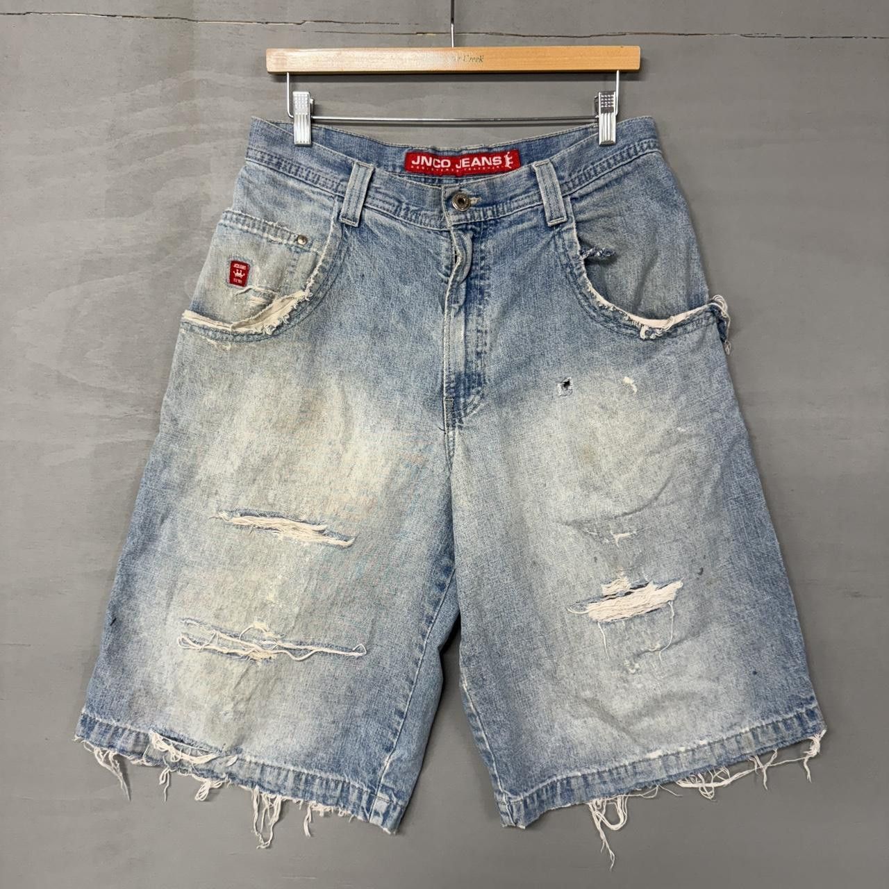 JNCO Crazy Jnco Tribal Tiger Baggy Blue Distressed Jorts Size 32 Size US 32 / EU 48 - 2 Thumbnail