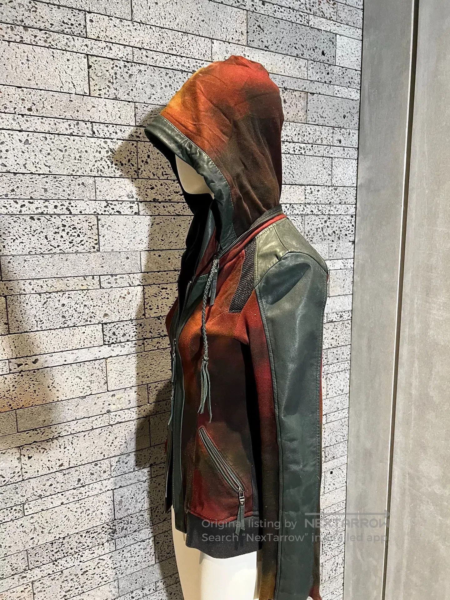 14th Addiction avant-garde leather bomber jacket with hood. Size XS / US 0-2 / IT 36-38 - 3 Thumbnail