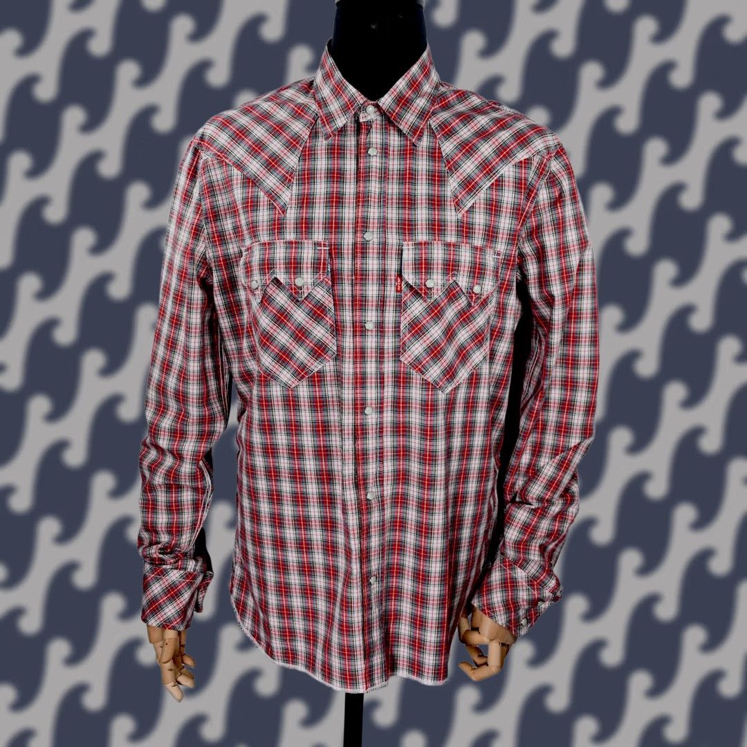 Levi's Levi's Limited Edition Western Shirt Mens XL Button-Up, Plaid, Cotton, Multicolor, Casual, Regular Fit, Hoodie? Size US XL / EU 56 / 4 - 1 Thumbnail