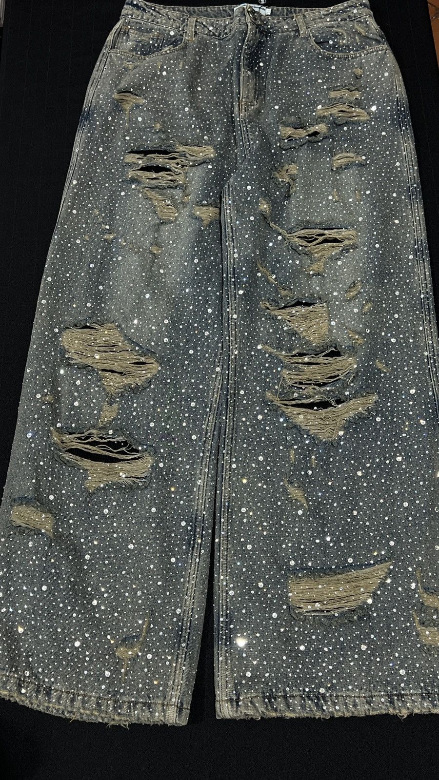 Streetwear × Vale Vale Rain Rhinestone Jeans | Grailed