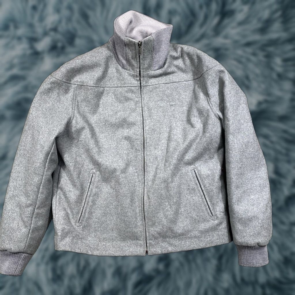 Lacoste VINTAGE Lacoste Jacket Mens Large Gray Wool Blend Bomber Full Zip 90s Sports Reversable Size US L / EU 52-54 / 3 - 1 Thumbnail
