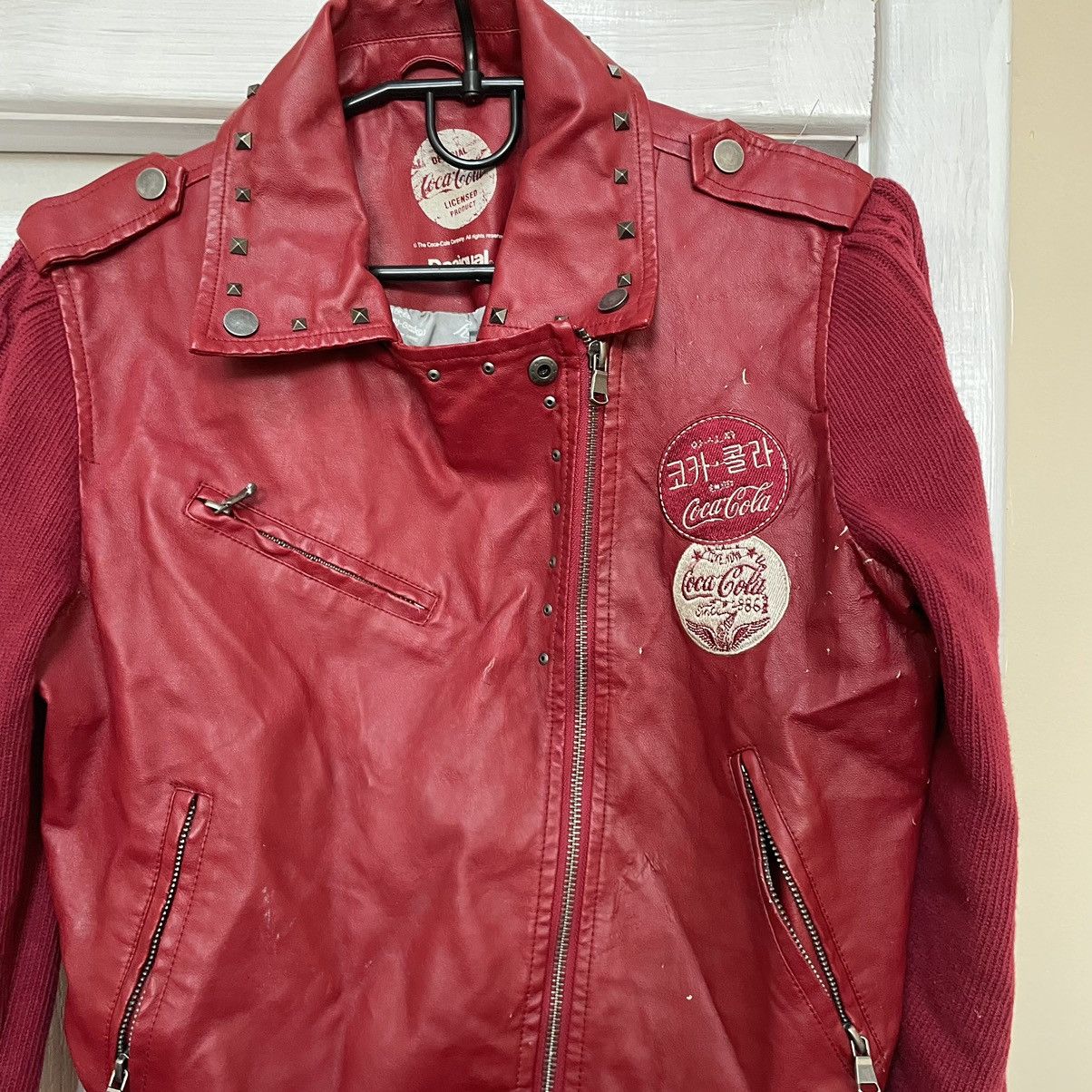 Coca Cola × Japanese Brand 90’s Leather Jacket Women’s Punk Rock bomber desigual chrome Size S / US 4 / IT 40 - 8 Thumbnail