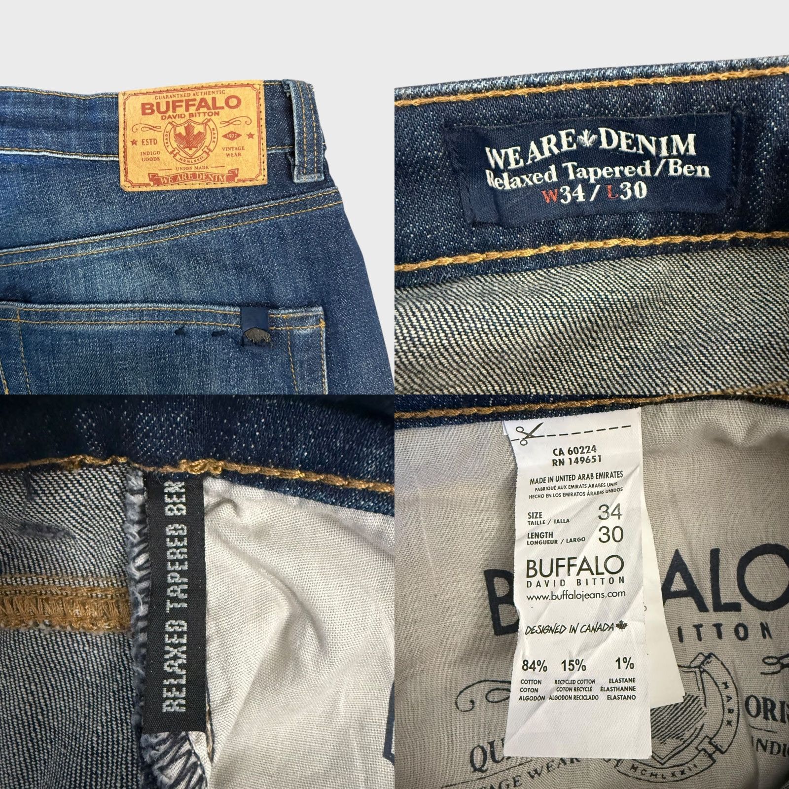 Buffalo David Bitton Buffalo David Bitton Ben Relaxed-Fit Tapered Denim Jeans Blue Men's 34X30 Jeans Size US 34 / EU 50 - 8 Thumbnail