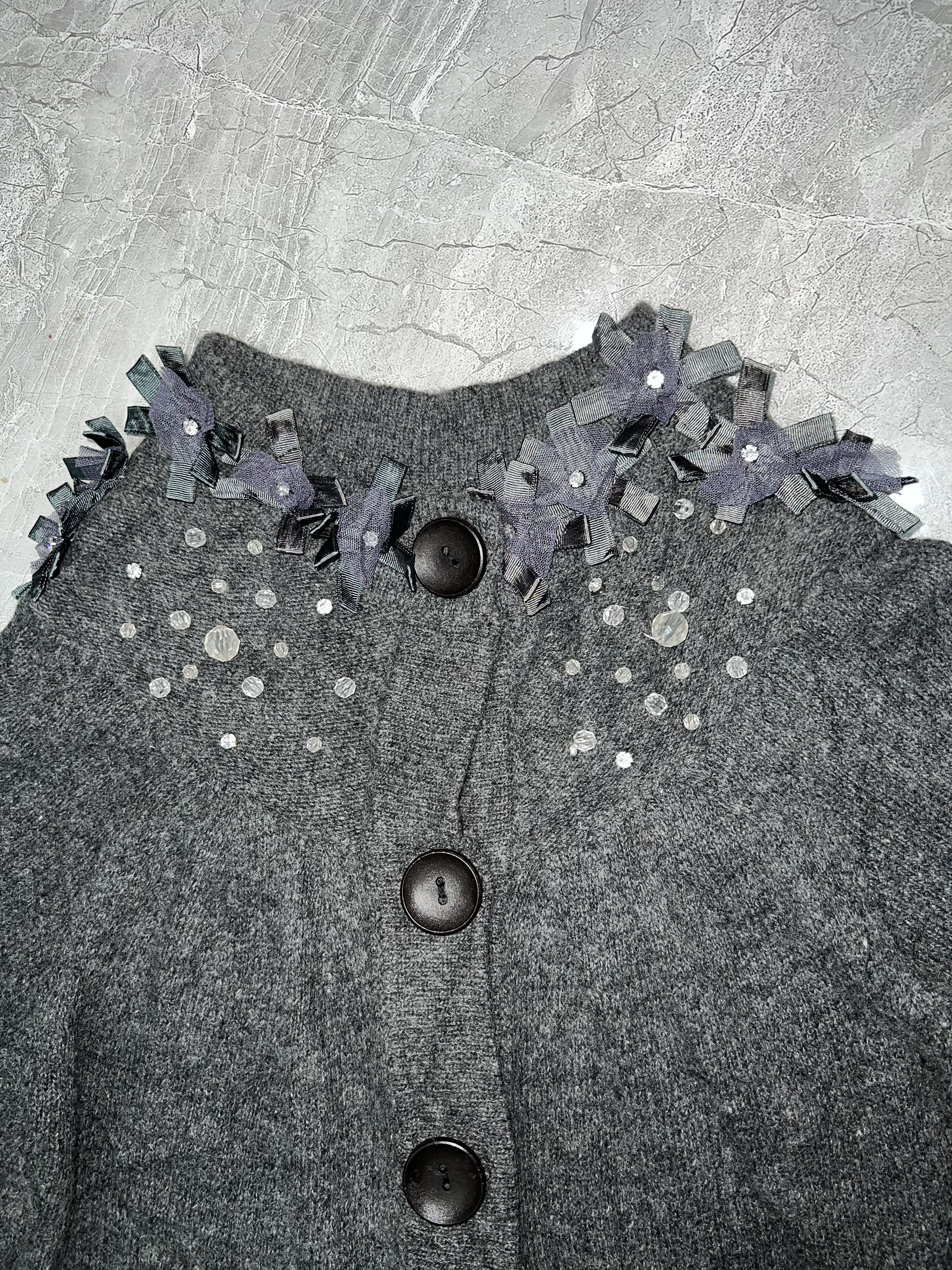 Japanese Brand Dark coquette button up knit top 🌸 Size M / US 6-8 / IT 42-44 - 4 Thumbnail