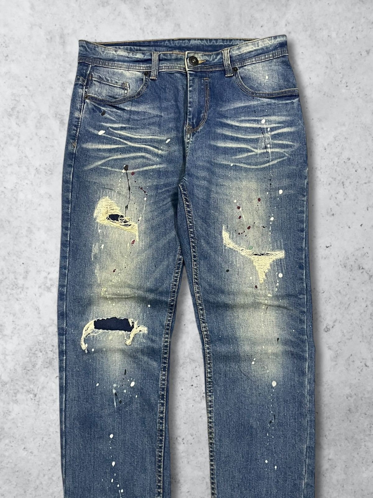Amiri Vintage Japanese Paint Splat Sashiko Patch High Rise Jeans Size 30" / US 8 / IT 44 - 2 Thumbnail