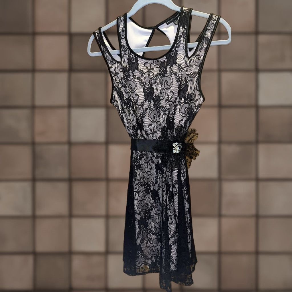 Vintage Vintage Y2K 90s City Triangle Size 7 Black Lace Party Dress Size M / US 6-8 / IT 42-44 - 1 Thumbnail