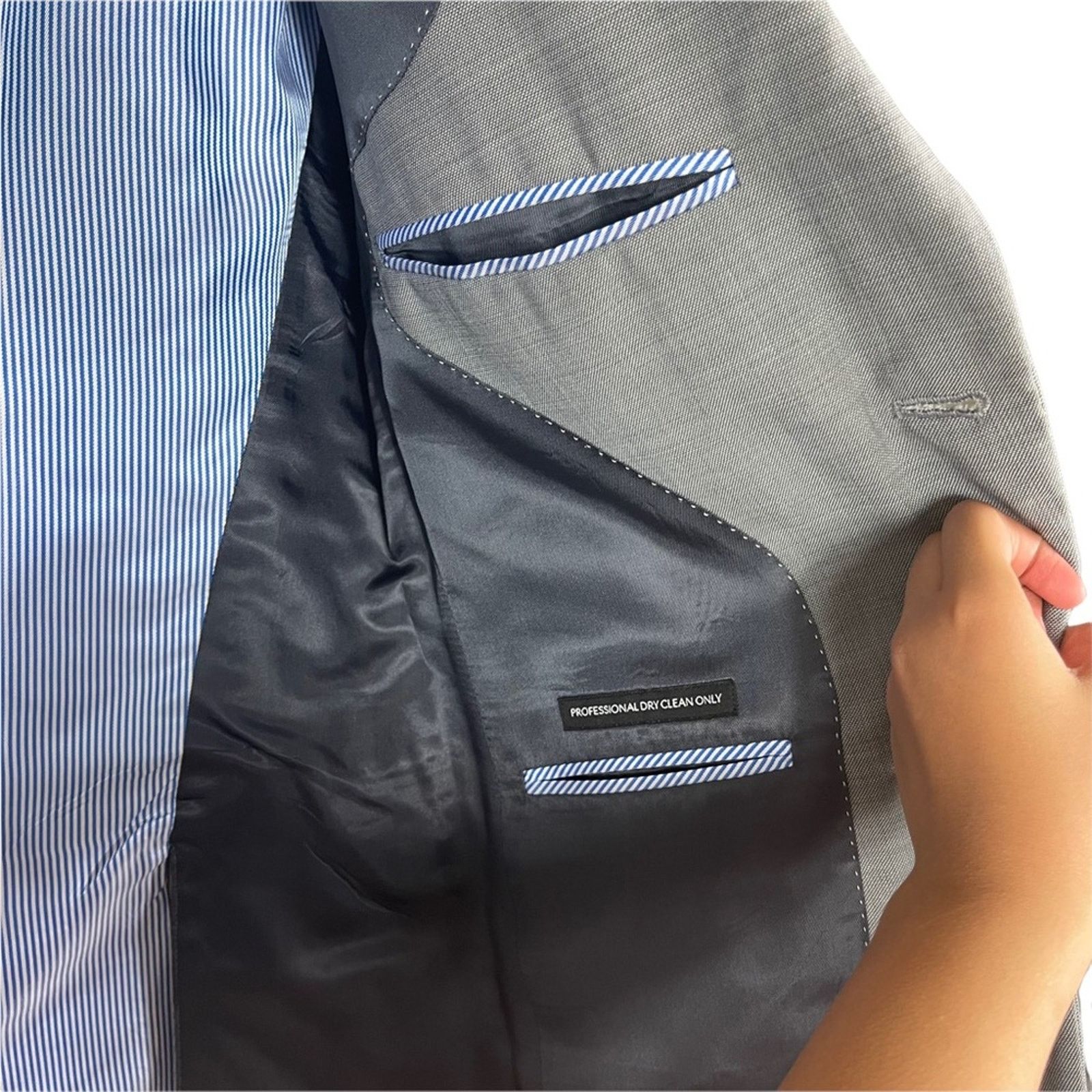 Tommy Hilfiger Tommy Hilfiger 2 Button Notch Collar Wool Blazer Gray 36 S Size 36S - 7 Thumbnail