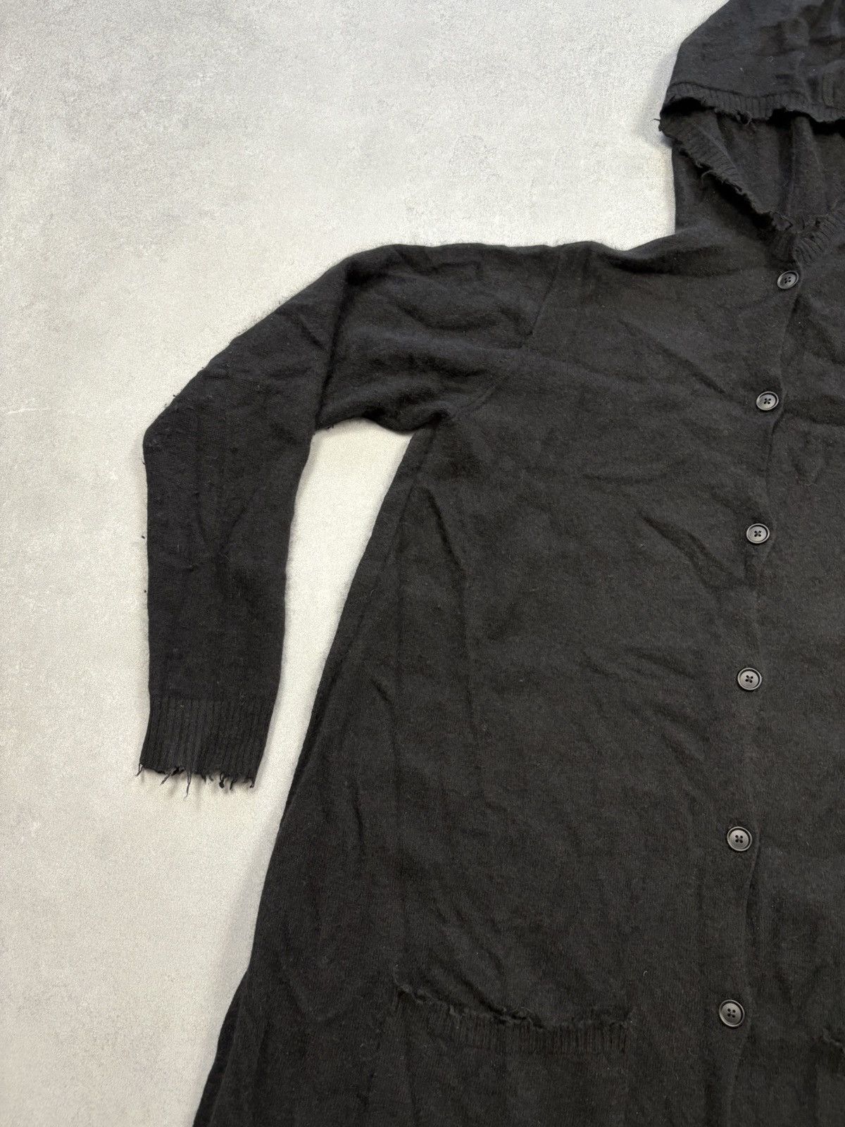 Rundholz Rundholz Dip Black Hooded Wool Blend Distressed Cardigan Size S / US 4 / IT 40 - 3 Thumbnail