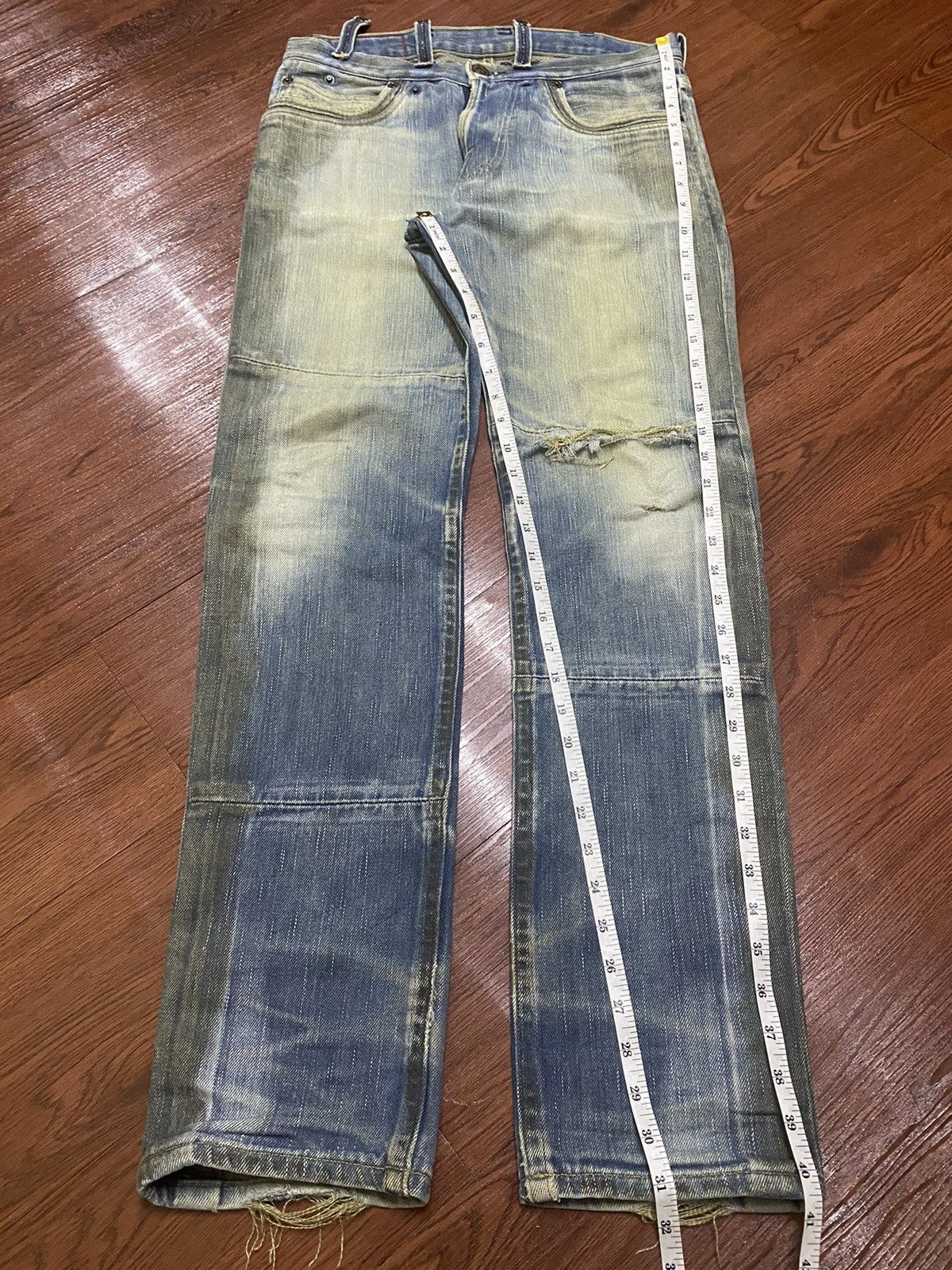 Levi's Made & Crafted Vintage Levis Mud Wash Star Button Distressed Slim Jeans Size US 32 / EU 48 - 13 Thumbnail