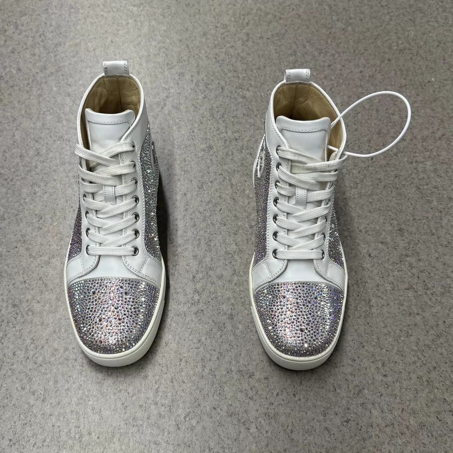 Christian Louboutin CL gray white crystal high-top red sole 999 new Size US 7.5 / IT 37.5 - 5 Thumbnail