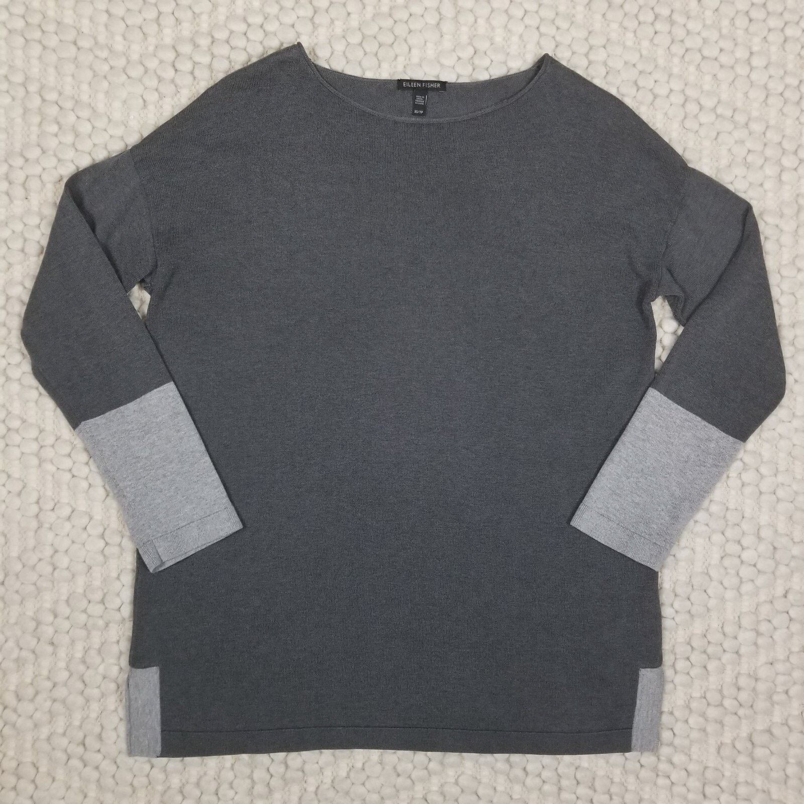 Eileen Fisher Eileen Fisher Silk Blend Colorblock Sweater Tunic Gray XS Size XS / US 0-2 / IT 36-38 - 6 Thumbnail