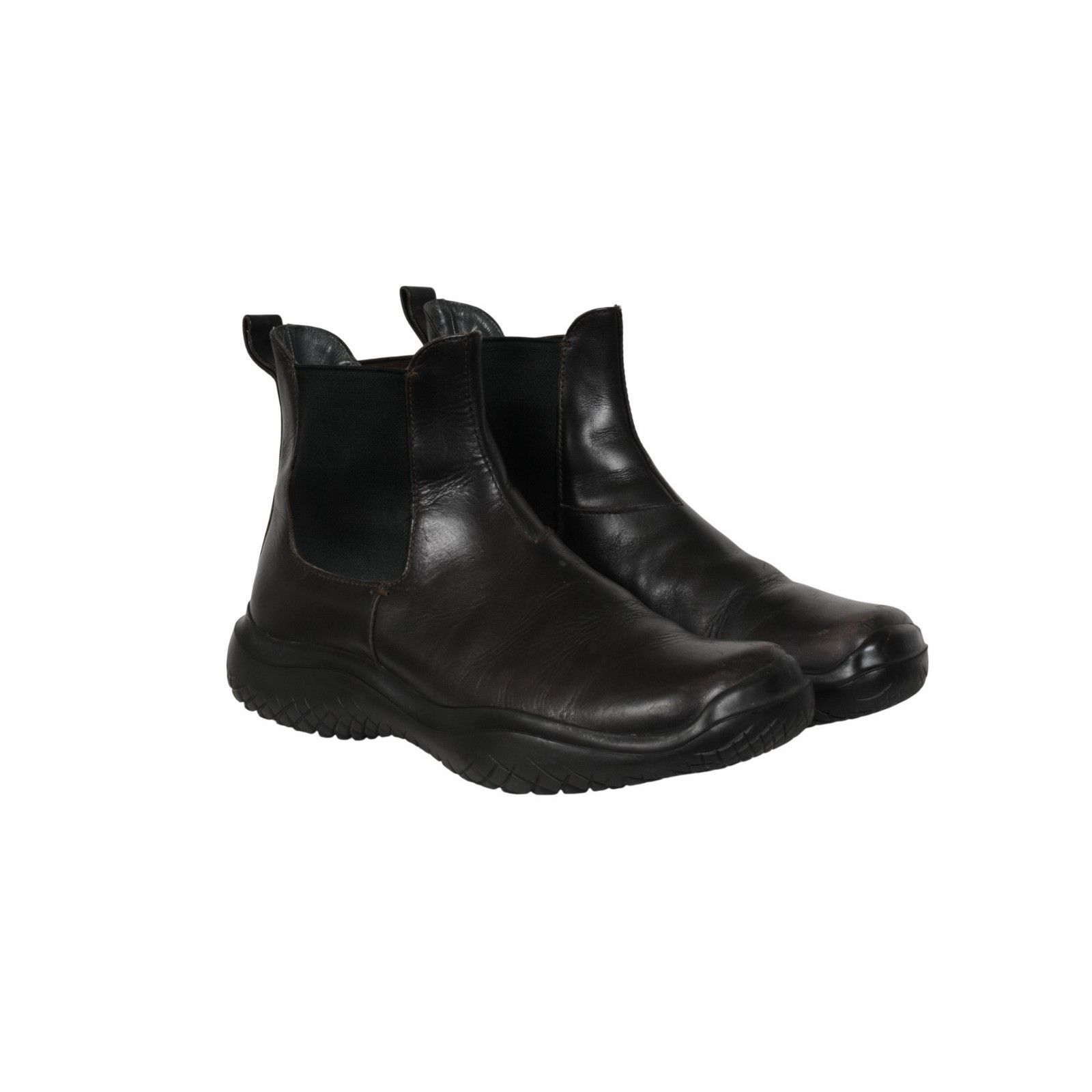 Prada Vintage Chelsea Boot Brown Leather Square Toe - 02618 Size US 10.5 / EU 43-44 - 12 Thumbnail
