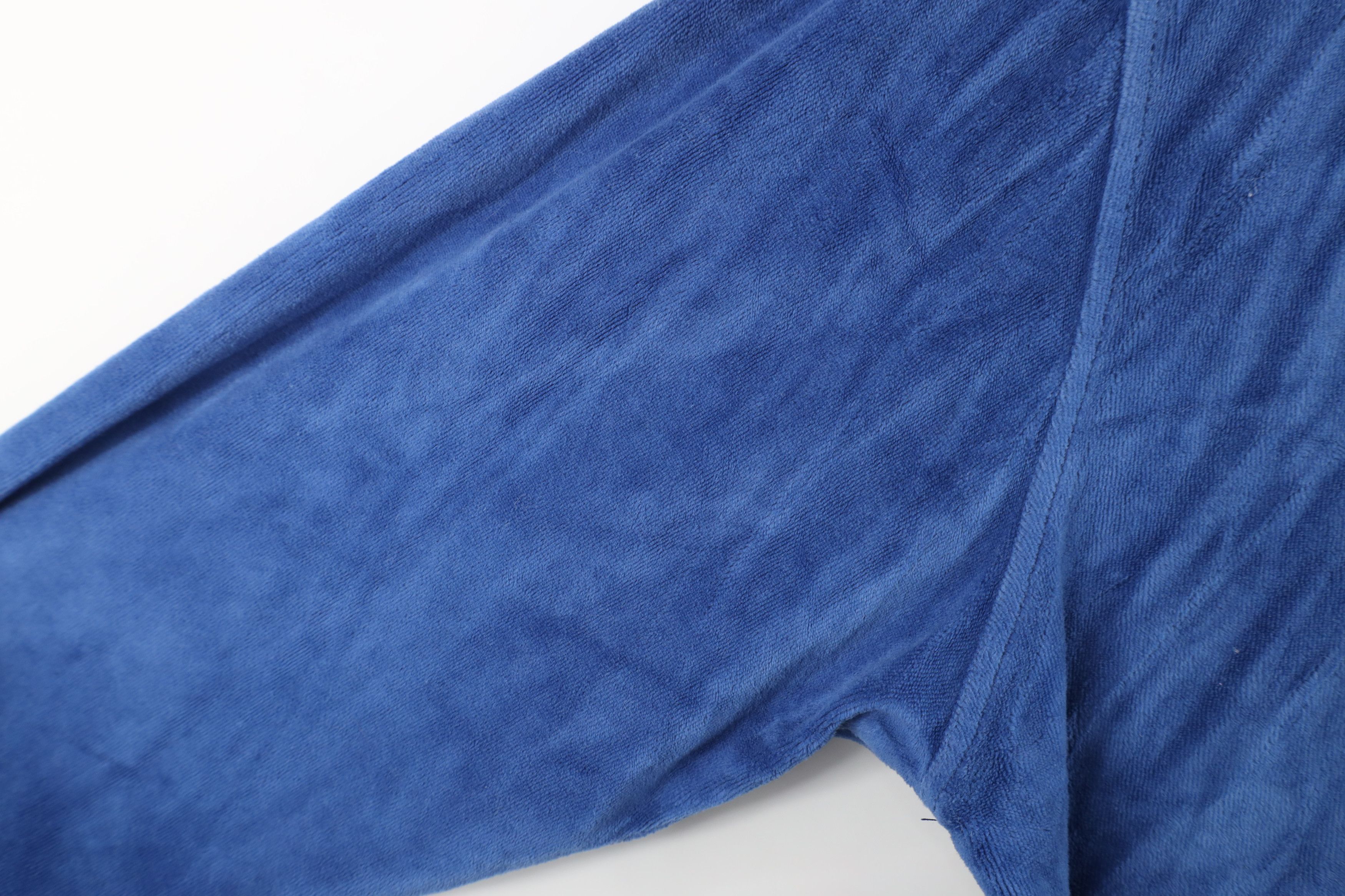 Vintage Vintage 90s Streetwear Velour Collared Pullover Sweater Blue Size US M / EU 48-50 / 2 - 9 Thumbnail